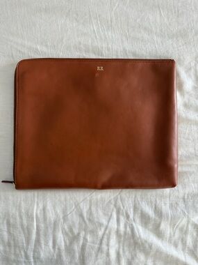 Mark & Graham Chestnut Leather Zip Laptop Sleeve